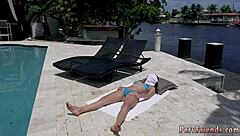 Two teen chicks give blowjob for first time in summertime party