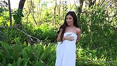 Stranded teen 18+ caught fucking stranger deep in the bushes