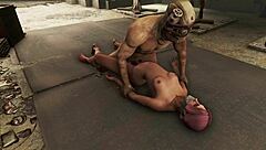 In Fallout 4, does the pink haired girl tease with bondage and rough anal?