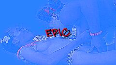 ebony girl deepthroats big cock and squirts during blowjob