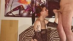 Pregnant woman gets dominated and face fucked in group cumshot scene