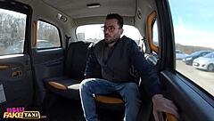 Female fake taxi female driver takes passengers cum in her mouth