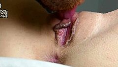 Amateur girlfriend gets her shaved pussy licked close-up by her boyfriend in homemade video. She loves every second!