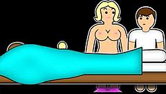 哇，指奸继妹在她男人旁边！