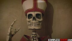 kinky brunette in glasses engages in a detailed fetish blowjob scene with intense focus on the cock