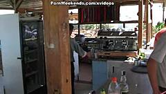 Crazy couple's wild sex on deserted road