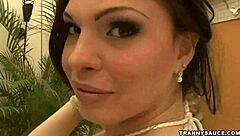 Brazilian shemale masturbates solo