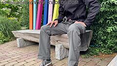 Sexy unknown milf allowed cum in park on bench