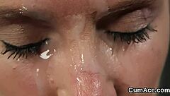 Wacky Doll Gets Cumshot Blast on Face. She Eats Every Drop of Load!