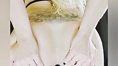 blonde plays with anal plug then fists herself