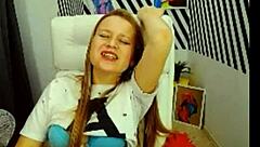 Alicebush just sits down and starts masturbating