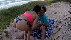 African beauty fucks publicly on beach for car help