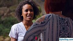 Black and White Lesbians Engage in Passionate Kissing