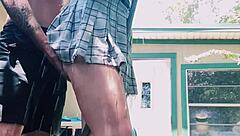 the wife gets an enema and anal sex while neighbors watch her get wet