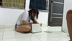 Big ass hijastra gets doggystyle fucking while drawing, deepthroat and cum
