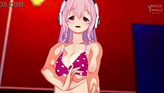 super sonico gets horny while modeling for you