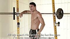 Gay twinks in bareback orgy threesome