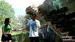 Latina teen Charlotte gets her tight asshole fucked for the first time outdoors