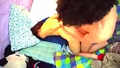 She moans loudly from big cock blowjob in hardcore teen couple scene