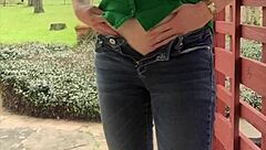 I watch my wife change clothes on st patricks day and soak her jeans, oops