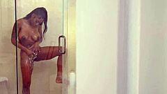 Superb Ebony Stepsister Catches Horny Stepbrother Jerking Off. She Is Showering