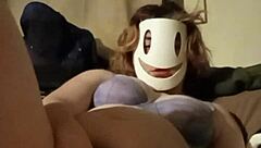 Detailed View of Amateur in Purple Lace Lingerie with Feet