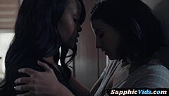 Busty ebony les sixtynines and fingers in erotic couple