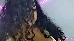 my busty university friend finally agrees to record herself with a mask on for fun