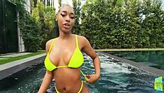 Ebony babe Jaymee Green bikini show