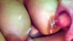 big natural tits soaked with cumshot from monster cock