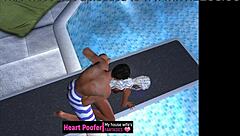 Intense Taking at Public Swimming Pool Diving Board