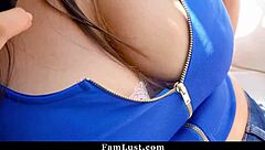 Hey, busty step sister gets fondled and fucked by her two guys.