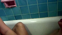 Sandy Bottoms and Arabelle Raphael have passionate bareback sex in bathtub.