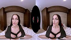 German MILF licks huge tits in VR POV 😘