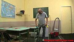 Euro sub milf gets pussyfucked in classroom