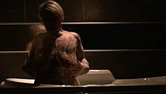 Chubby BBW Plays with Her Boobs in Bath, Clothes Ripped in Striptease