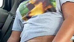 Ebony girl gets wild masturbating in public car 😈