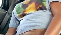 Ebony girl gets wild masturbating in public car 😈