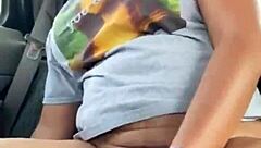 Ebony girl gets wild masturbating in public car 😈