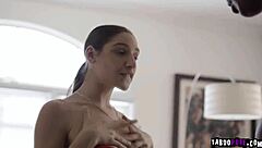 How does Abella Danger handle Jax's huge black cock?
