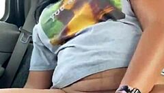 Ebony girl gets wild masturbating in public car 😈