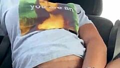 Ebony girl gets wild masturbating in public car 😈
