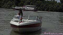 Eurobabe gets butt fucked and rides cock outdoors casually