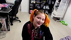 redhead cutie gives pov blowjob at home