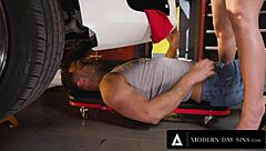 Glamorous Anna Claire Clouds Gets Dirty with Mechanic Seth Gamble in Garage
