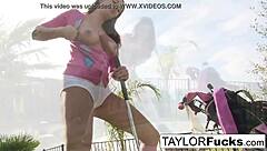 Taylor shows off her big tits in a nude solo session.