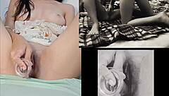 petite teen masturbates while watching sexy lesbian amateurs have sex