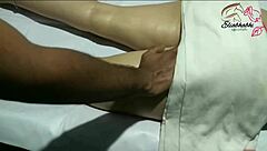 indian lady receives full body massage close up