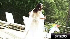 Latin hottie rides monster cock in early morning