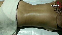 indian lady receives full body massage close up